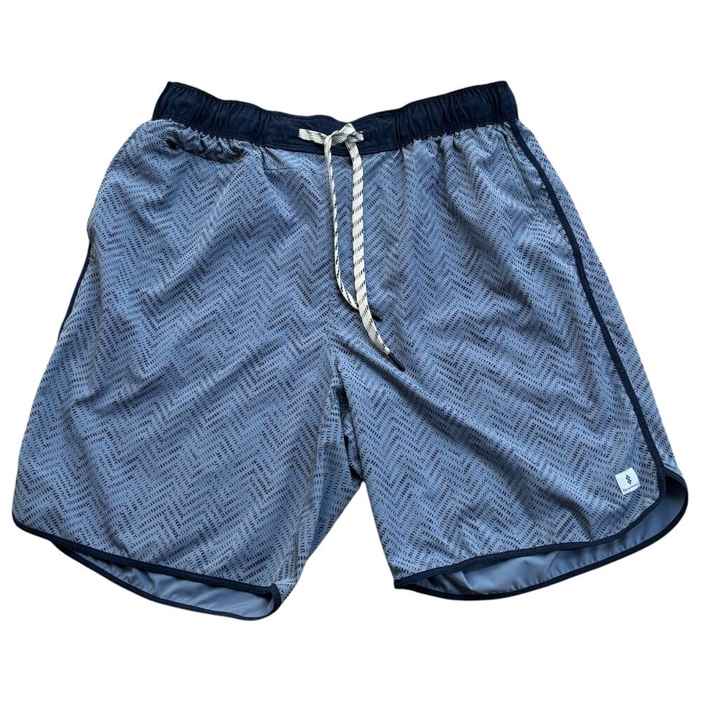 7 Diamonds Core Active Shorts Large Blue Abstract Print 8" Inseam Drawstring